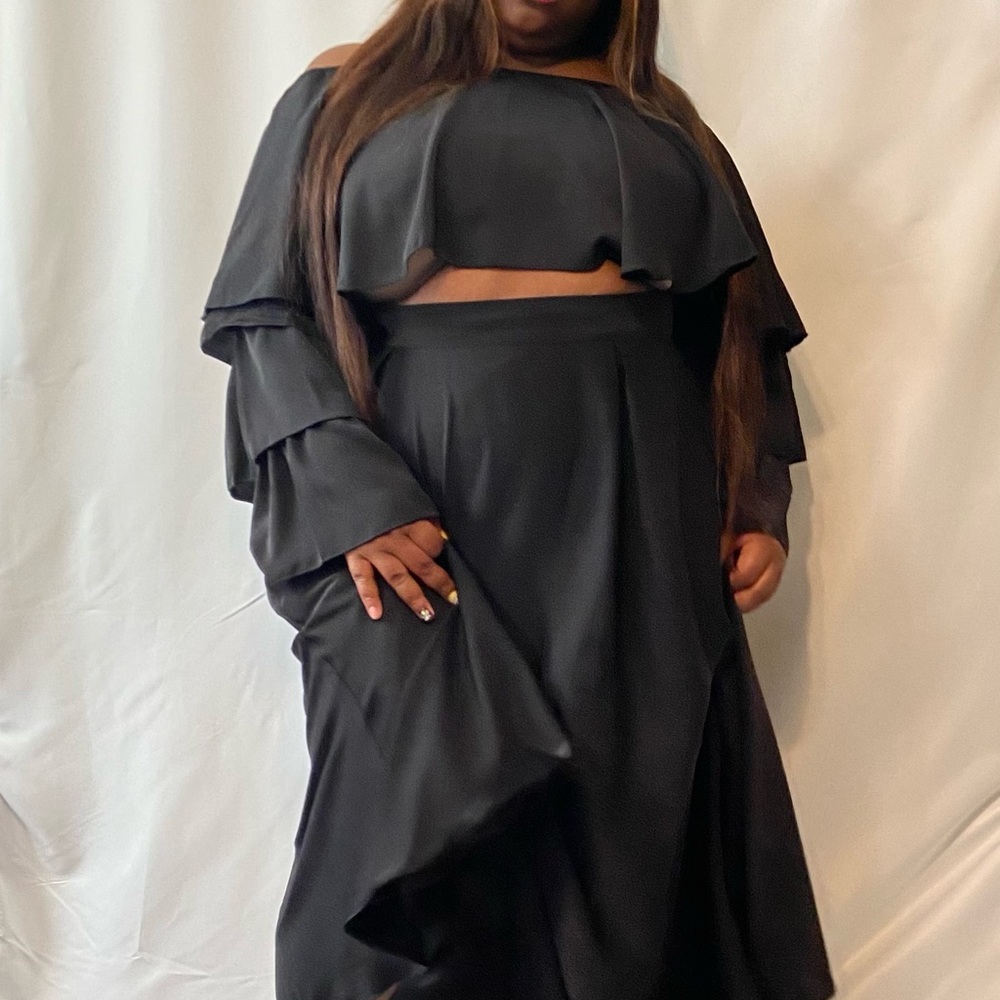 Ruffled crop top with maxi skirt Plus size 1X-3X